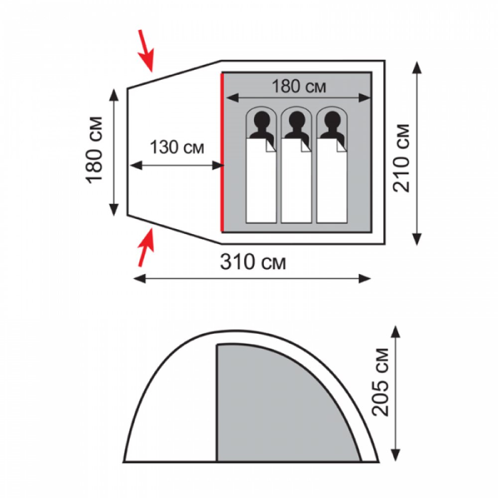 Палатка Totem Apache 3 V2, зеленый