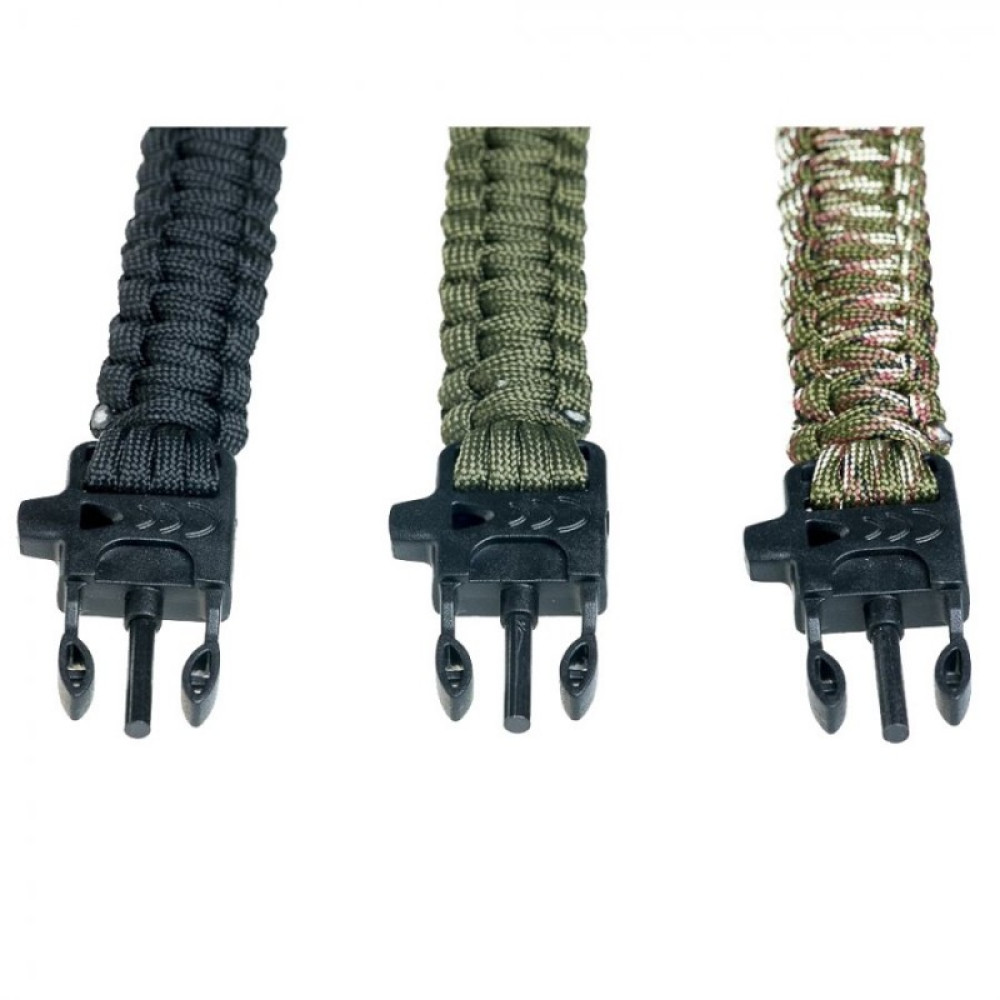 Tramp браслет выживальщика (свисток, огниво/2 метра паракорда) (черный)