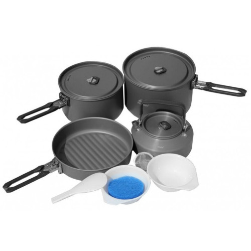 Туристический набор посуды на две персоны Feast 4 black