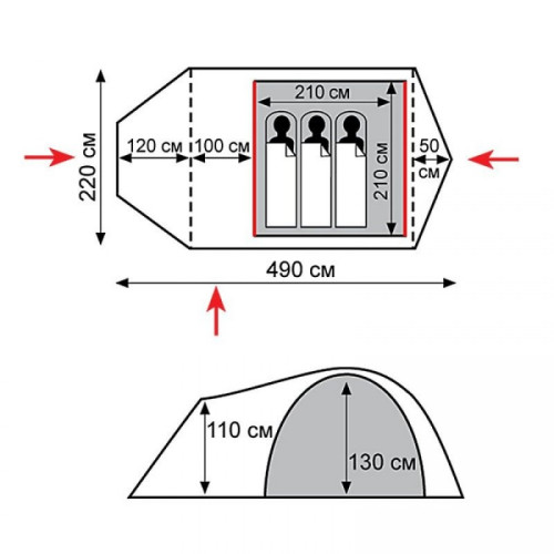 Палатка Tramp Cave 3 (V2) серая