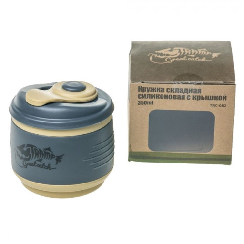 Tramp кружка силиконовая складная с крышкой (оливковый/зеленый, 350 мл)