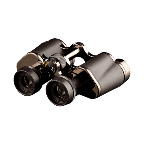 Бинокль БПЦ5 8х30М с оклеенным кожей корпусом и отделкой «Темный хром» в деревянной шкатулке