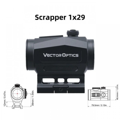 Коллиматорный прицел Vector Optics Scrapper 1x29, RD 2 MOA, Черный