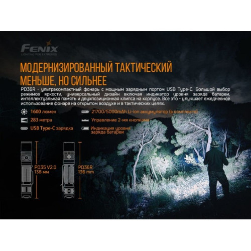 Набор фонарь Fenix PD36R+Fenix E01 V2.0