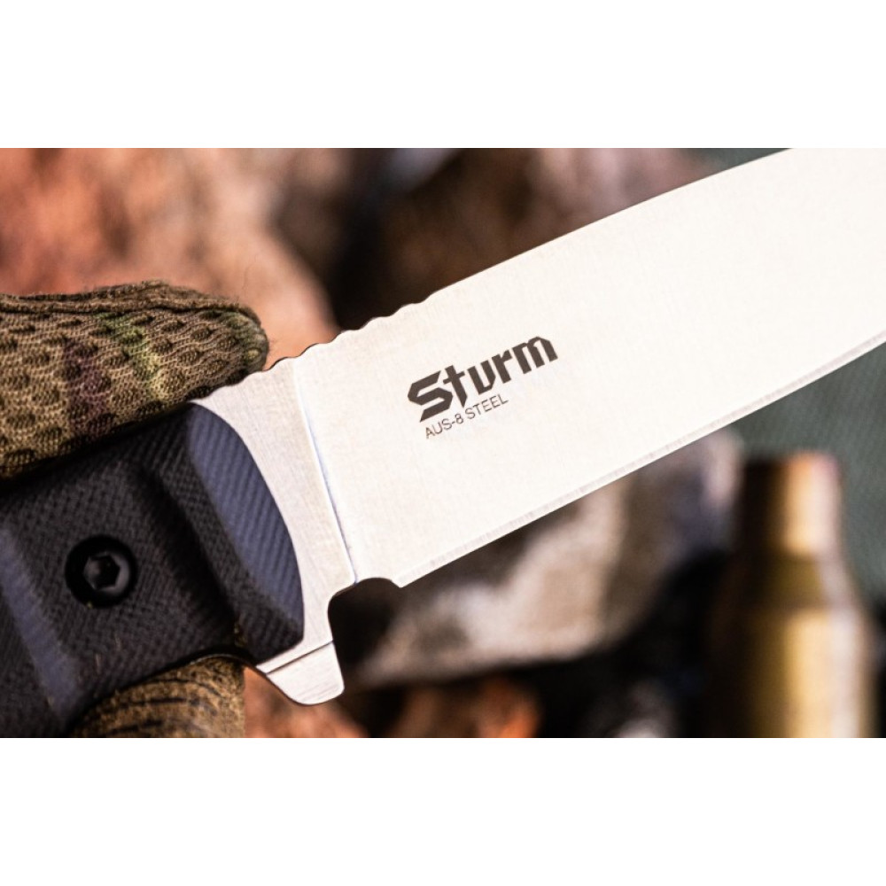 Тактический нож Sturm AUS-8 StoneWash Black G10