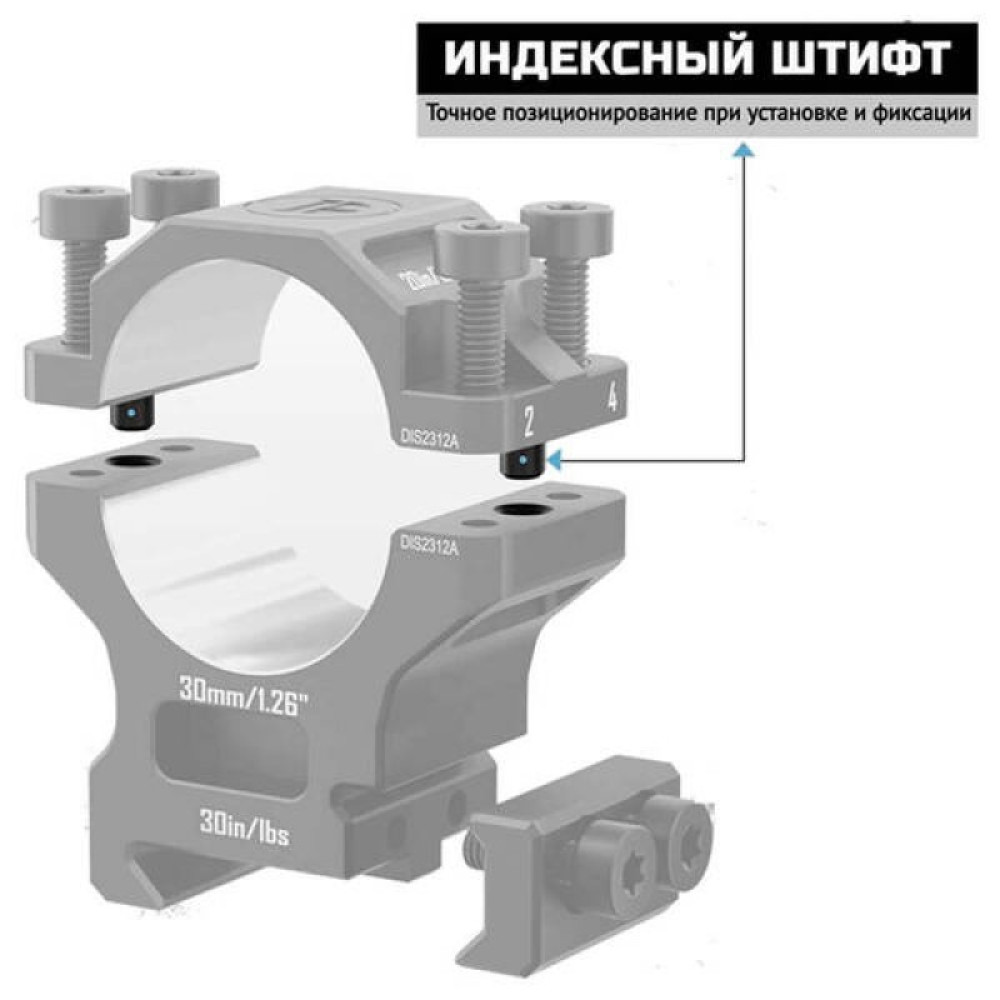 Кольца Discovery 30мм средние под Picatinny (7075)