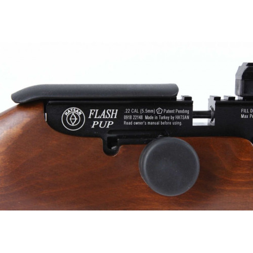 Пневматическая винтовка Hatsan Flashpup-W QE (дерево, PCP, модератор, 3 Дж) 5,5 мм