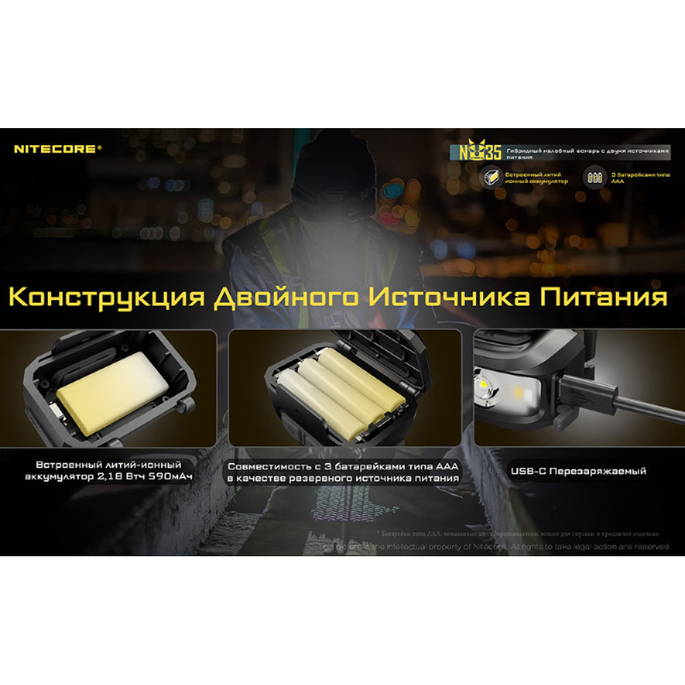 Фонарь Nitecore NU35 CREE XP-G3 S3 LED Black