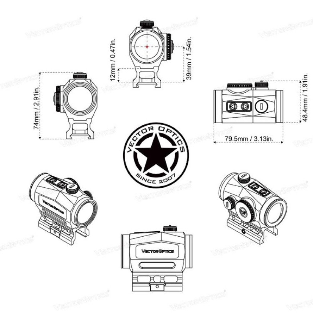 Коллиматорный прицел Vector Optics Scrapper 1x29, RD 2 MOA, Черный