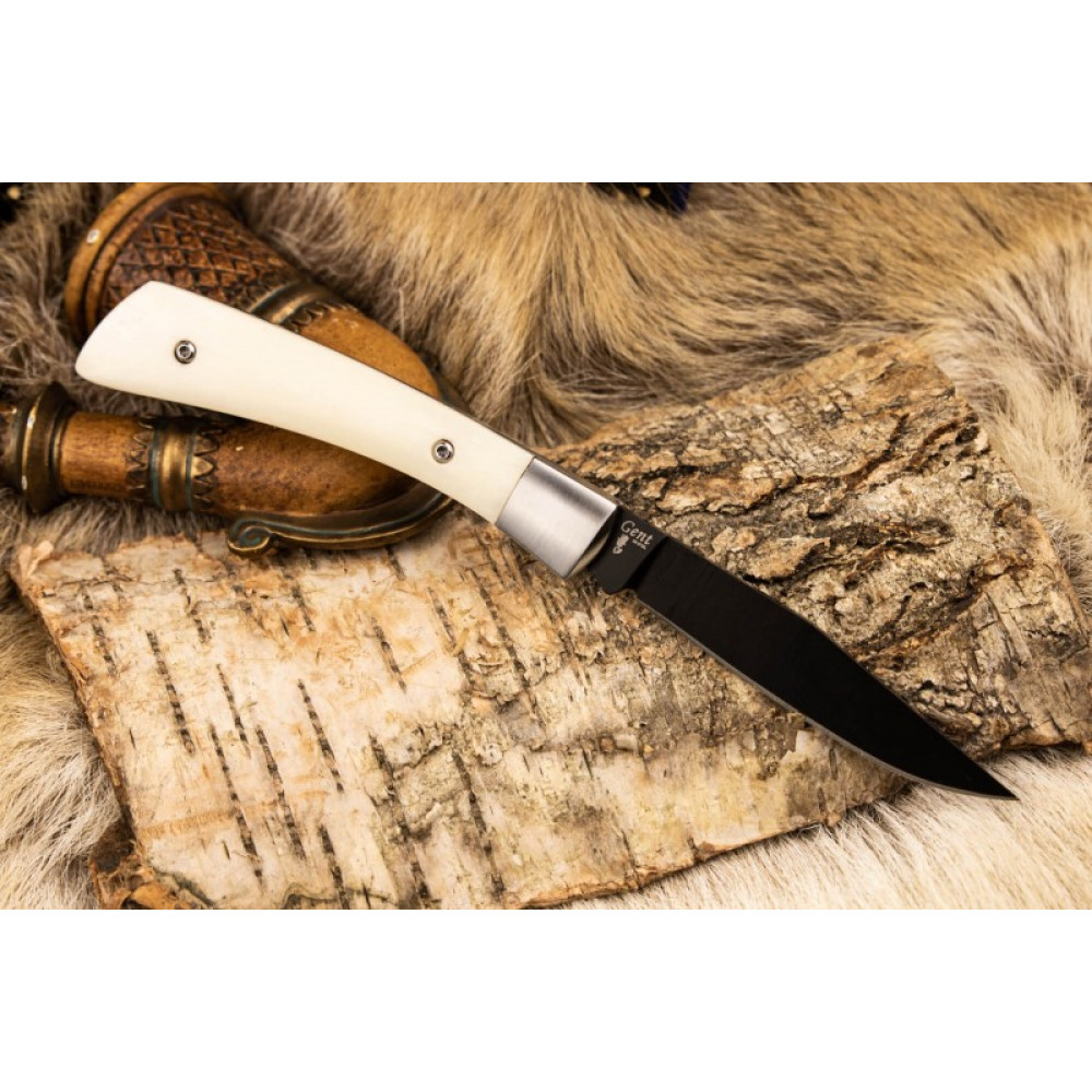 Складной нож Gent D2 Bone Black Titanium