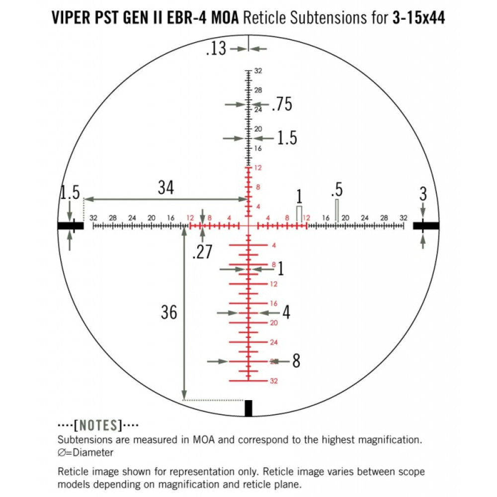 Оптический прицел Vortex Viper PST GEN II 3-15x44 (MOA)EBR-4
