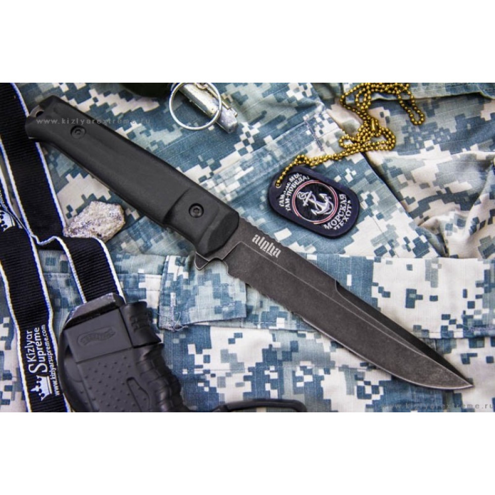 Тактический нож Alpha D2 Stonewash Serrated