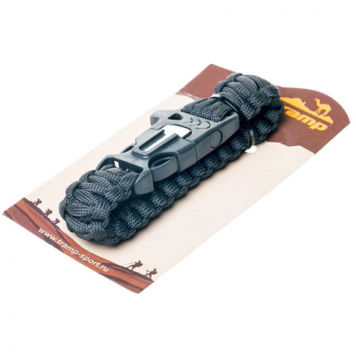 Tramp браслет выживальщика (свисток, огниво/2 метра паракорда) (черный)