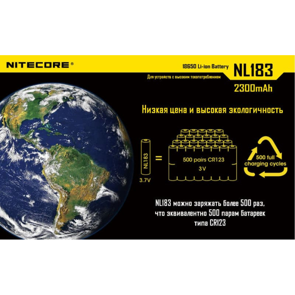 Аккумулятор Nitecore NL183 18650 Li-ion 3.7v 2300mAh