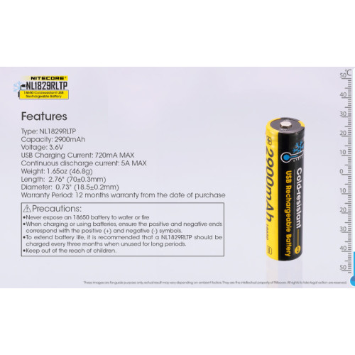 Аккумулятор Nitecore NL1829RLTP 18650 2900mA USB