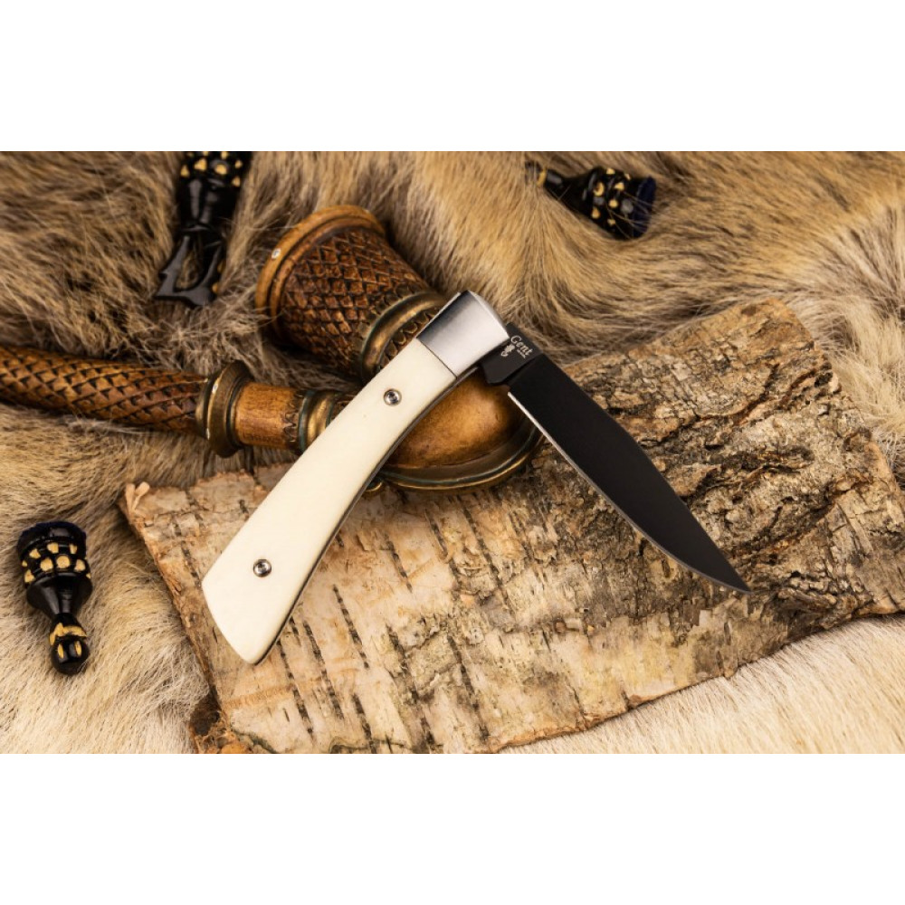 Складной нож Gent D2 Bone Black Titanium