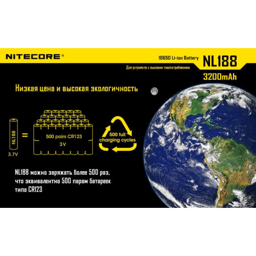 Аккумулятор Nitecore NL1832 18650 Li-ion 3.7v 3200mAh