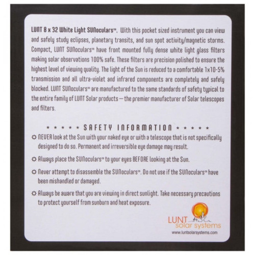 Бинокль солнечный LUNT SUNoculars 8x32, черный, Черный