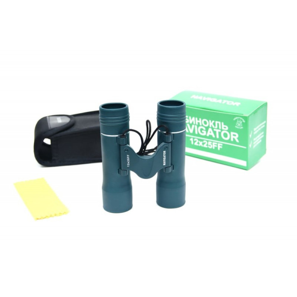 Бинокль Navigator 12х25 FF зеленый (обрезиненный, компактный)