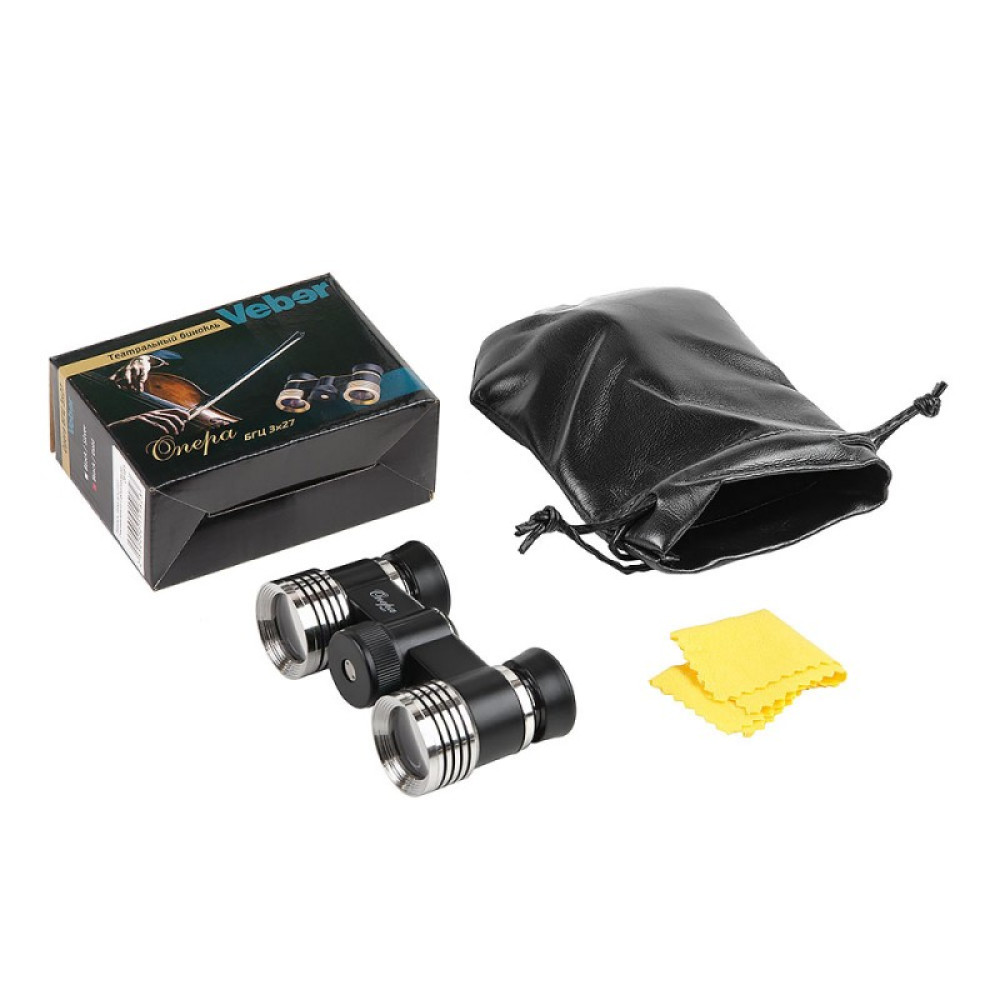 Бинокль театральный Veber Opera БГЦ 3x27, черно-серебристый, Серебрянный