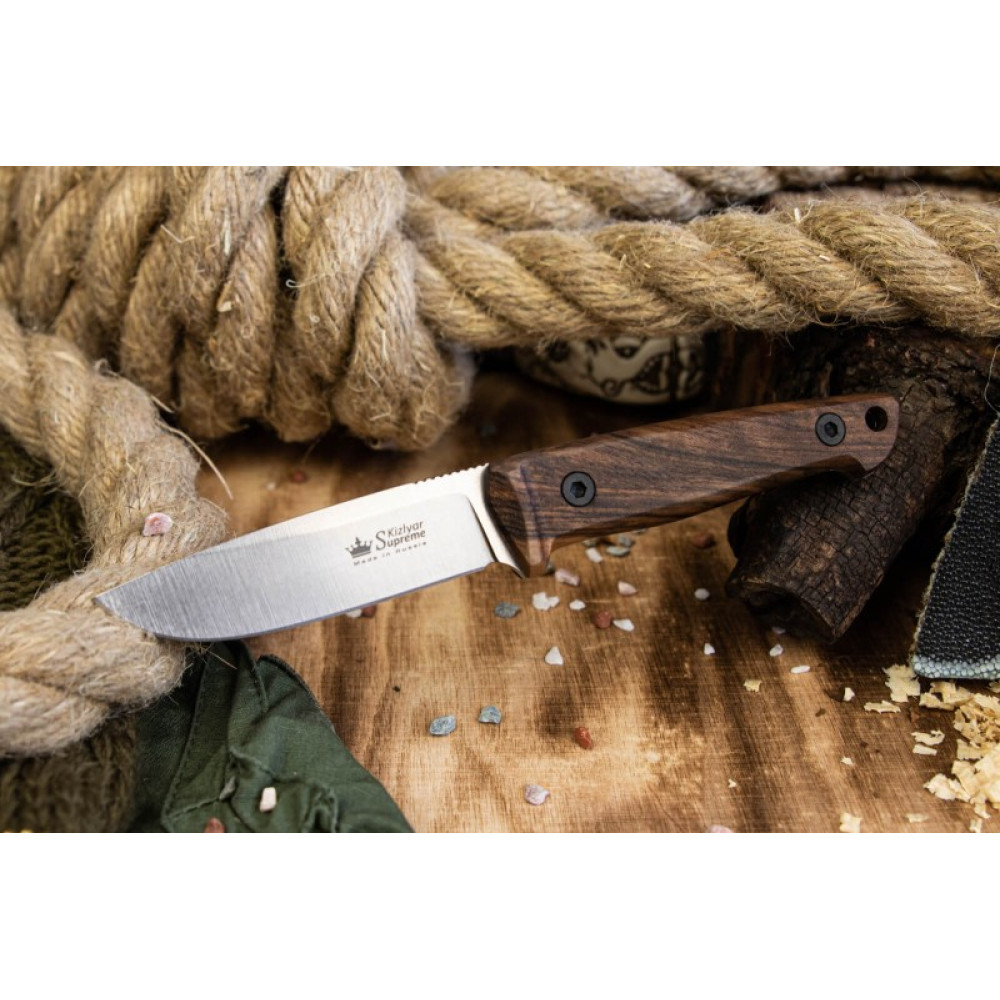 Туристический нож Santi AUS-8 StoneWash дерево кожа