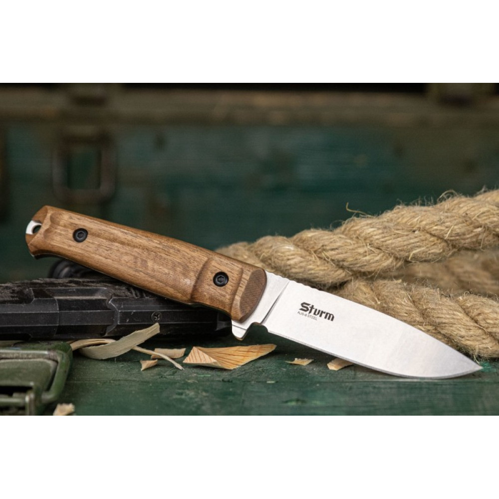Тактический нож Sturm AUS-8 StoneWash Орех (Спуски от обуха)