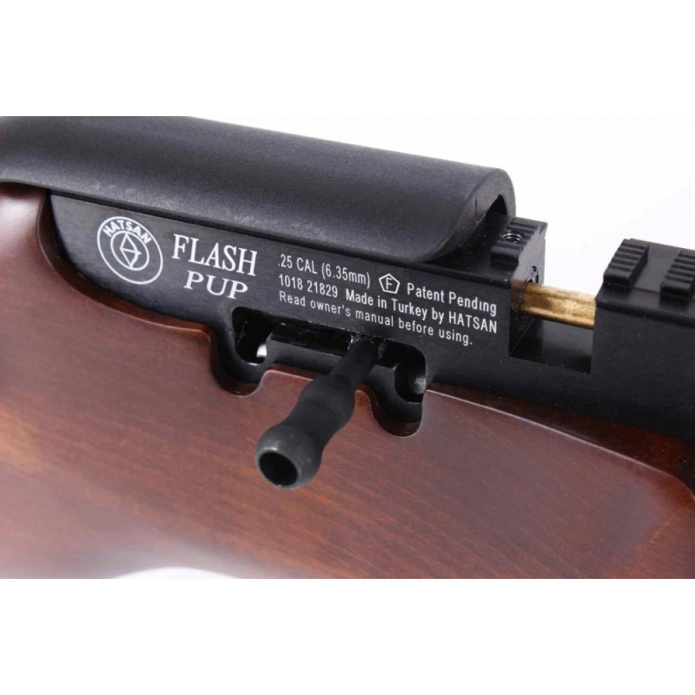 Пневматическая винтовка Hatsan Flashpup-W QE (дерево, PCP, модератор, 3 Дж) 6,35 мм