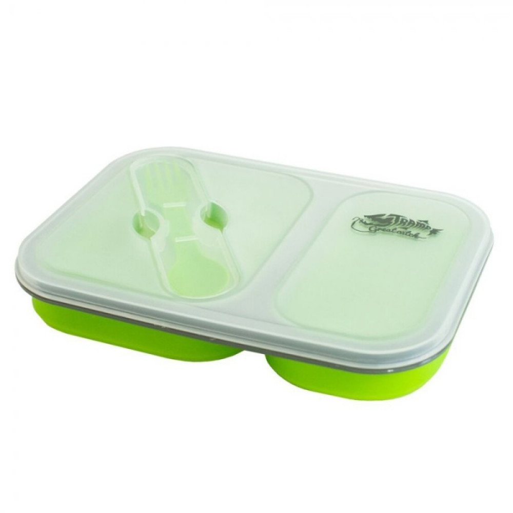 Tramp контейнер силиконовый 2 отсека с ловилкой 900 мл (оранжевый)