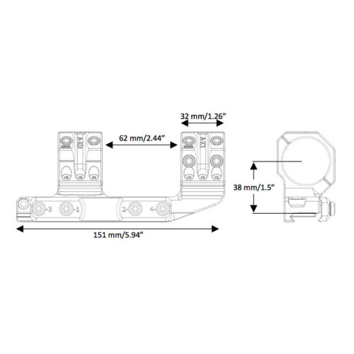 Кронштейн быстросъёмный SPUHR Cantilever Scope Mount 30мм на Picatinny,6MIL