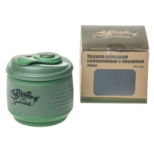 Tramp кружка силиконовая складная с крышкой (песочный/черный, 350 мл)