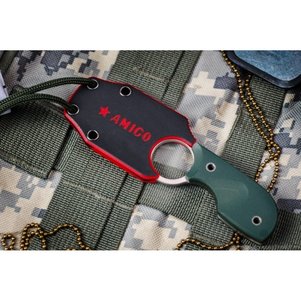 Шейный нож Amigo X Satin D2 Green
