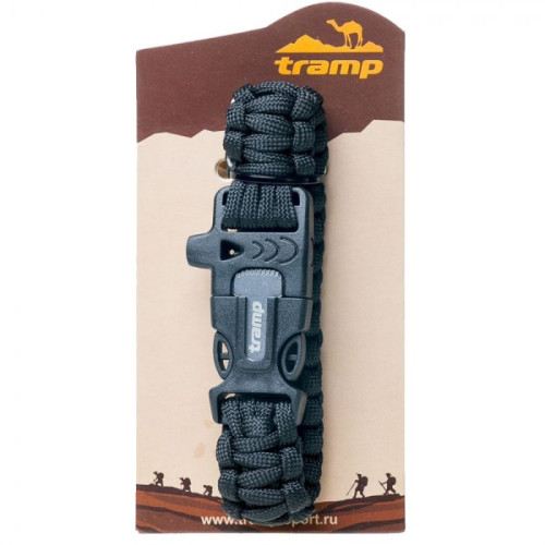 Tramp браслет выживальщика (свисток, огниво/2 метра паракорда) (черный)