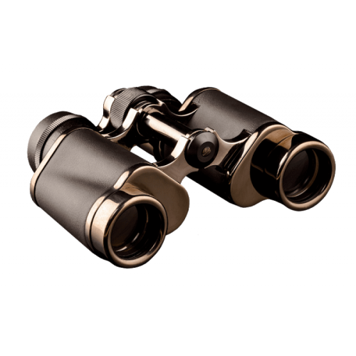 Бинокль БПЦ5 8х30М с оклеенным кожей корпусом и отделкой «Темный хром» в деревянной шкатулке