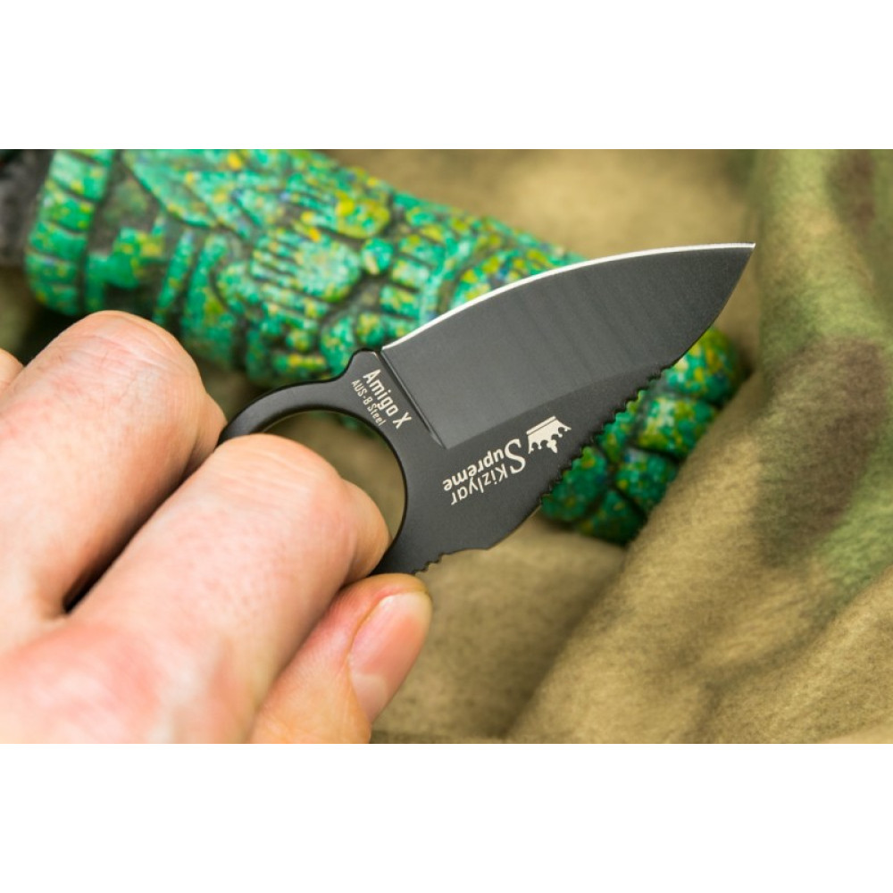Шейный нож Amigo X AUS-8 BT Black handle