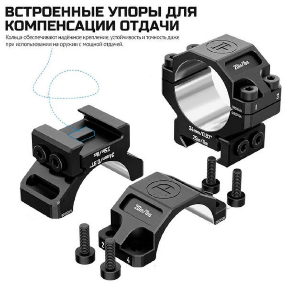 Кольца Discovery 34мм низкие (7075) под Picatinny