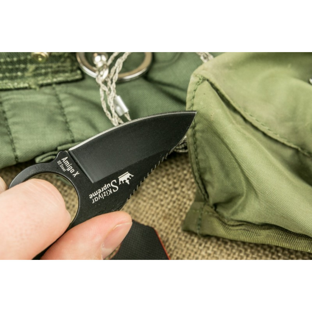 Шейный нож Amigo X Black D2 BT