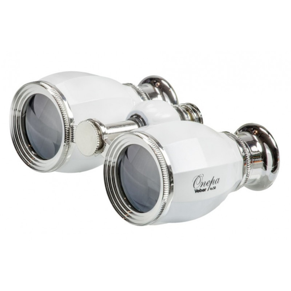 Бинокль театральный Veber Opera БГЦ 4x30, бело-серебристый, Серебрянный
