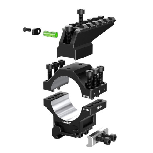 Кольца Discovery 34мм усиленные высокие (7075) с планкой и уровнем под Picatinny