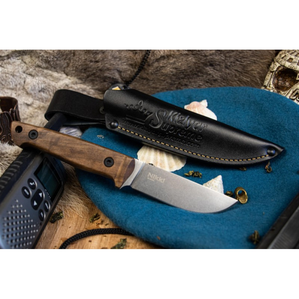 Туристический нож Nikki D2 StoneWash орех кожа