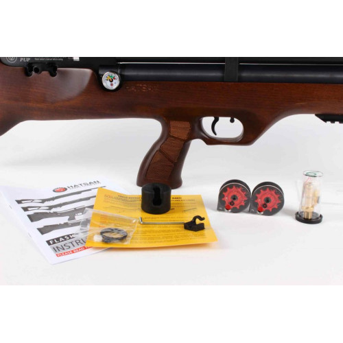 Пневматическая винтовка Hatsan Flashpup-W QE (дерево, PCP, модератор, 3 Дж) 6,35 мм