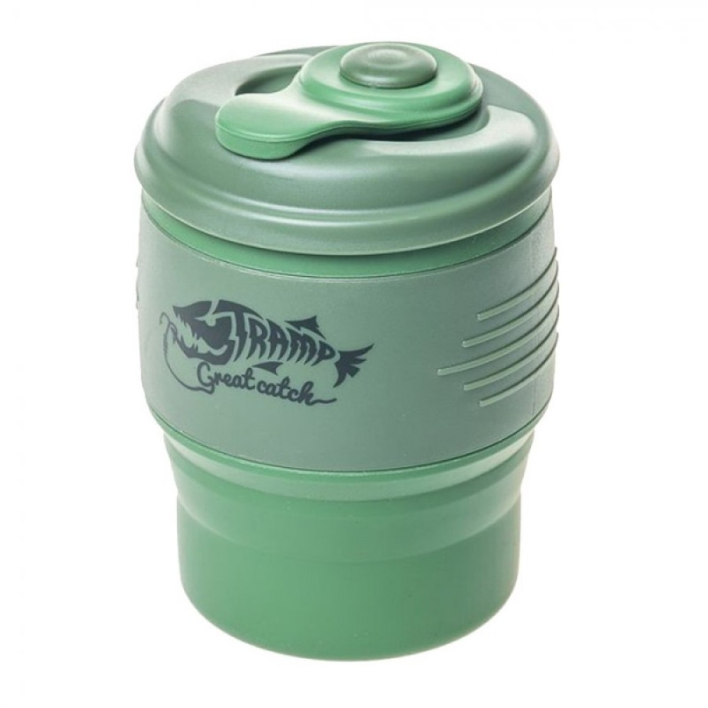 Tramp кружка силиконовая складная с крышкой (оливковый/зеленый, 350 мл)