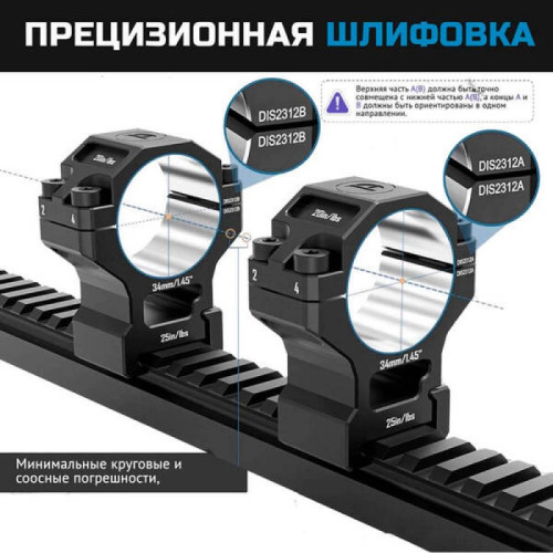 Кольца Discovery 34мм низкие (7075) под Picatinny
