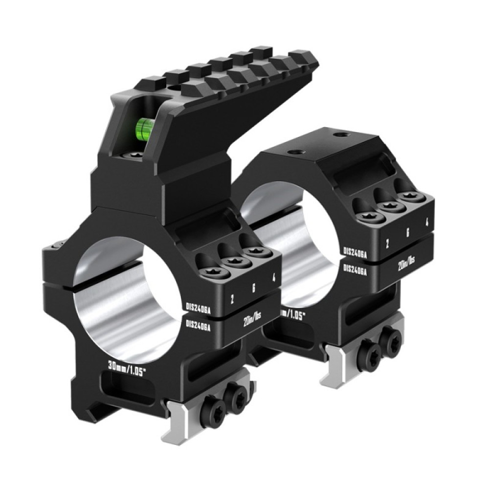 Кольца Discovery 30мм усиленные средние (7075) с планкой и уровнем под Picatinny
