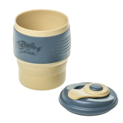 Tramp кружка силиконовая складная с крышкой (песочный/черный, 350 мл)