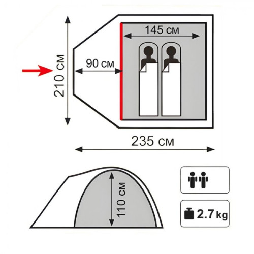 Палатка Totem Indi 2 V2 (зеленый)