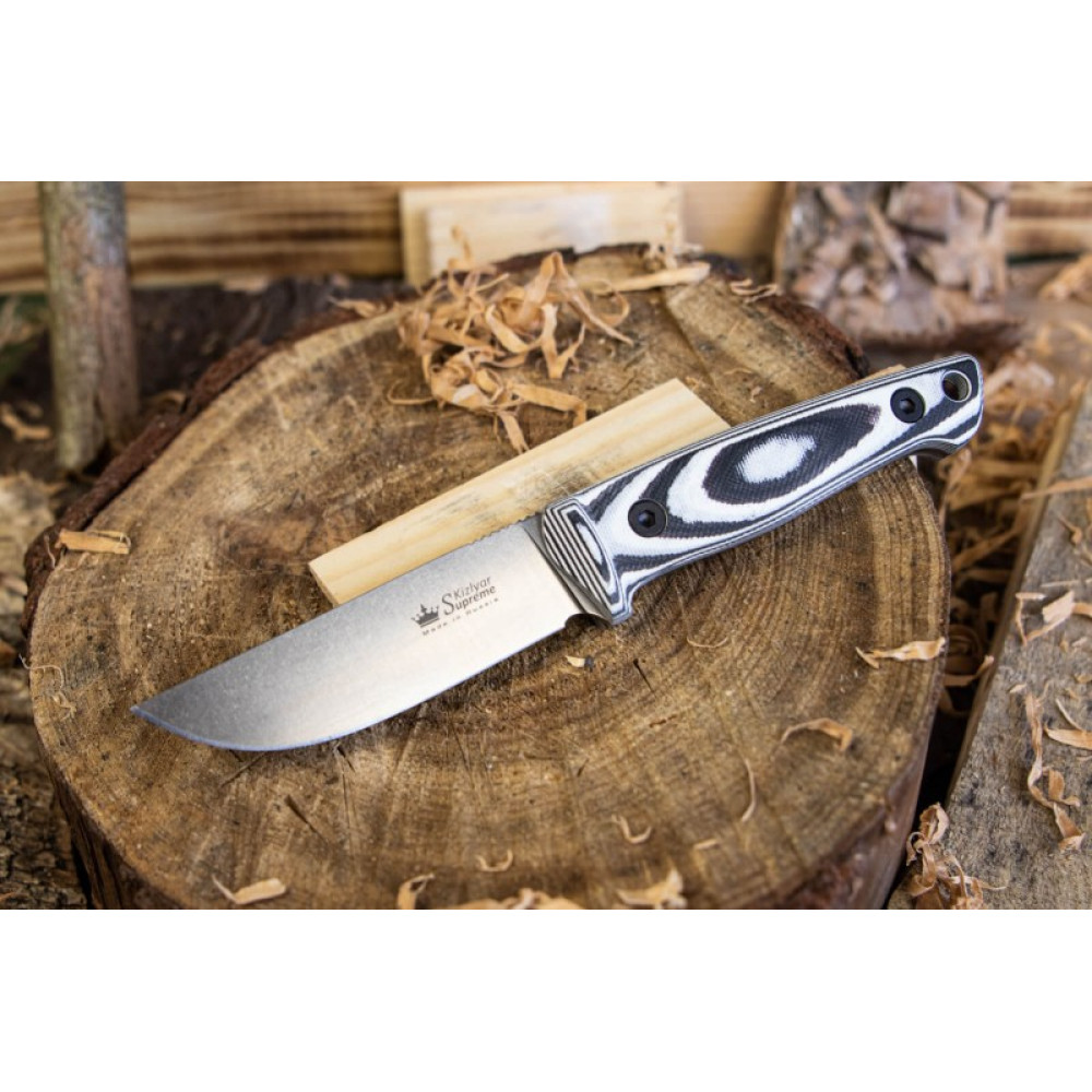 Туристический нож Nikki D2 Stonewash G10 Кожа