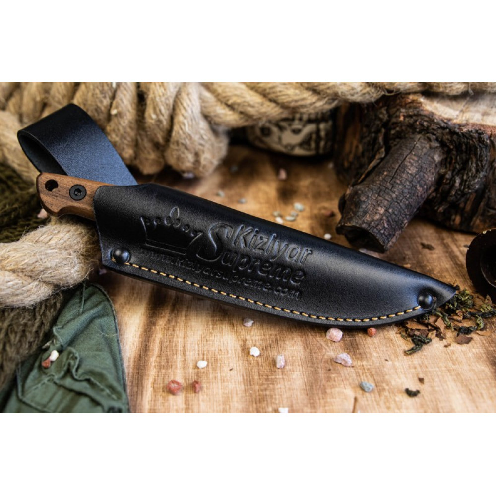 Туристический нож Santi D2 StoneWash Орех Кожа