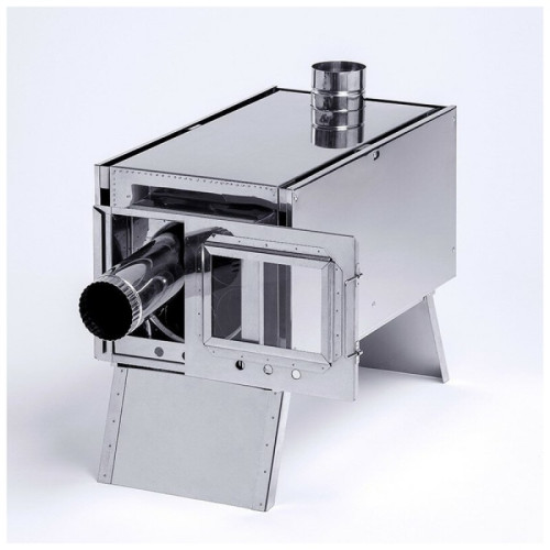 Печь-камин большая Инвент Групп 500x300x300 нерж.сталь 0,8 мм со стац. экранами, короб для камней, сумка