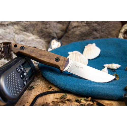 Туристический нож Nikki D2 StoneWash орех кожа