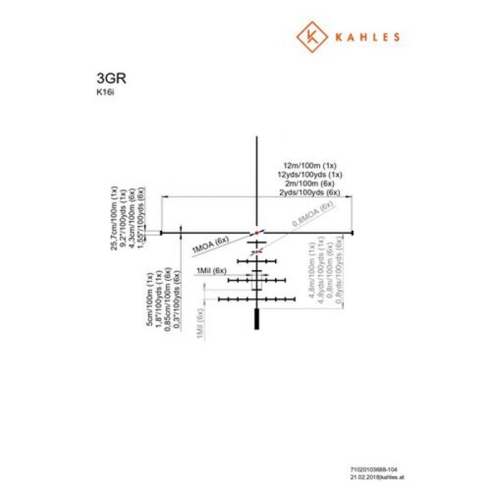 Оптический прицел Kahles K16i 1-6x24 L (сетка 3GR) с подсветкой